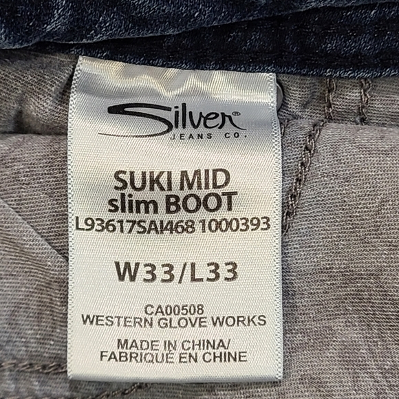 Silver Suki slim bootcut distressed jeans size 33 - Picture 6 of 10